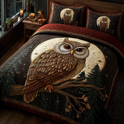 Golden Owl 3-Piece Quilted Bedding Set NCU0DK10485
