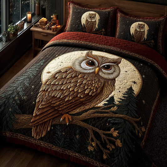 Golden Owl 3-Piece Quilted Bedding Set NCU0DK10485