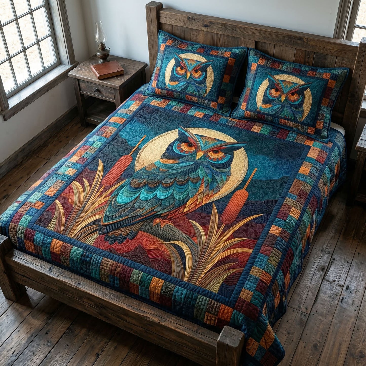 Golden Owl 3-Piece Quilted Bedding Set NCU0NT12545