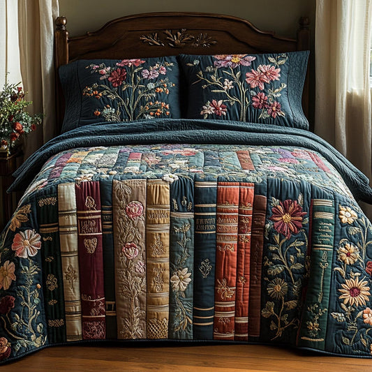 Golden Pages 3-Piece Quilted Bedding Set NCU0DV9041