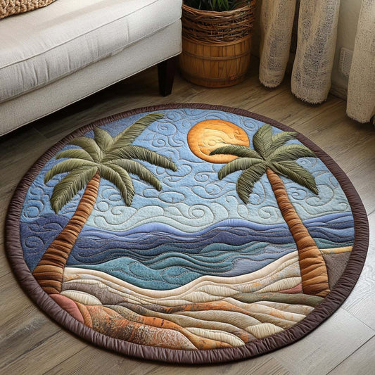 Golden Palms Quilted Round Mat NCU0NT7478