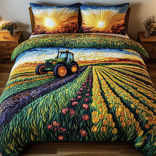 Golden Path 3-Piece Quilted Bedding Set NCU0VL2086