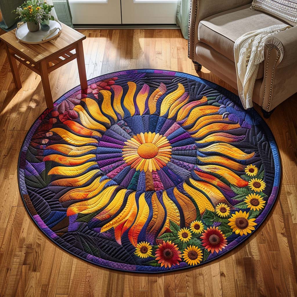 Golden Farm Fields Quilted Round Mat GFTOHD7629 main image 1
