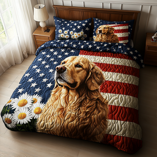 Golden Patriot 3-Piece Quilted Bedding Set NCU0DV5489