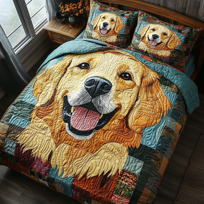 Golden Paws 3-Piece Quilted Bedding Set NCU0DV5487
