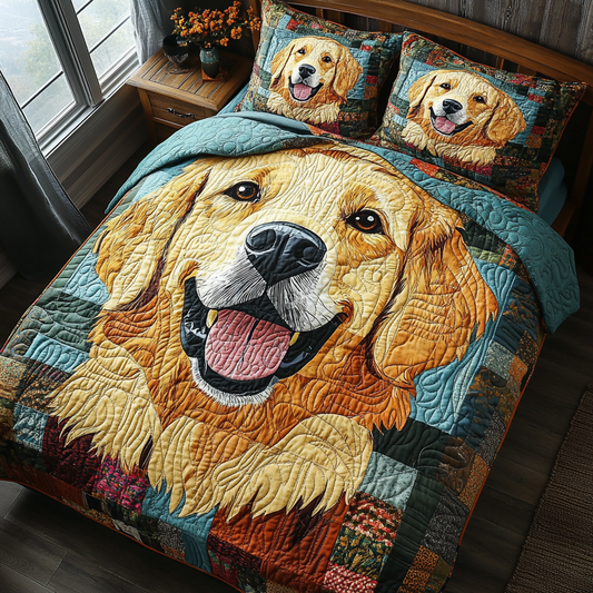 Golden Paws 3-Piece Quilted Bedding Set NCU0DV5487