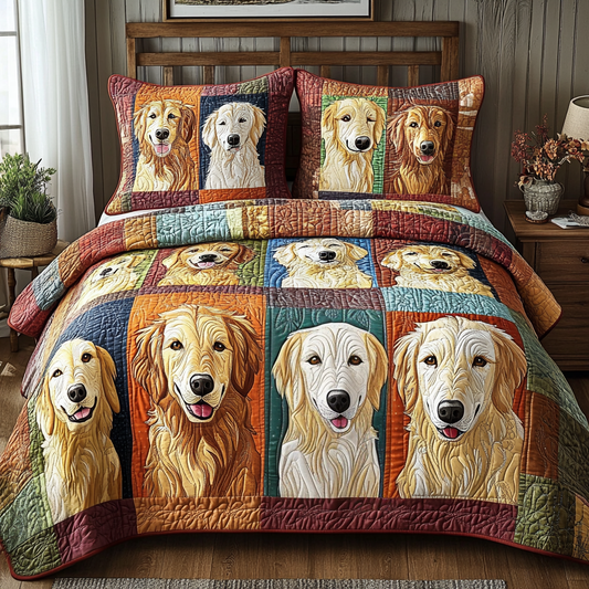 Golden Paws 3-Piece Quilted Bedding Set NCU0DV5524