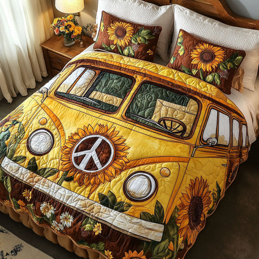 Golden Peace Van 3-Piece Quilted Bedding Set NCU0NT4952