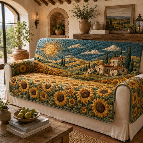 Golden Petal Harvest Quilted Sofa Cover NCU0VL3871