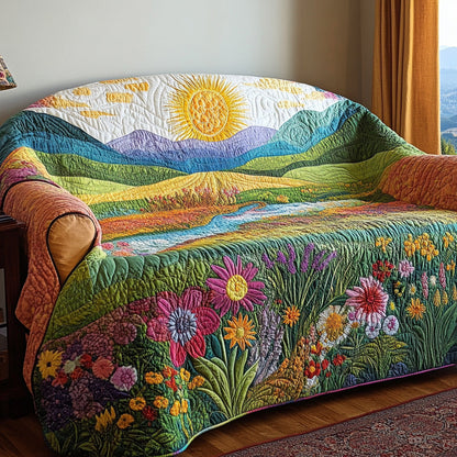 Golden Petal Rise Quilted Sofa Cover NCU0VL3007