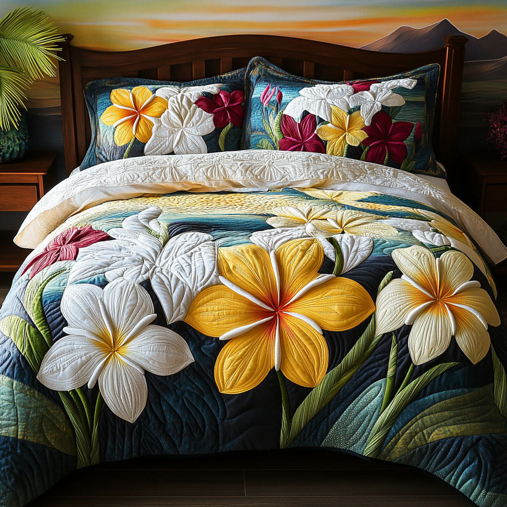 Golden Petals 3-Piece Quilted Bedding Set NCU0PT6576