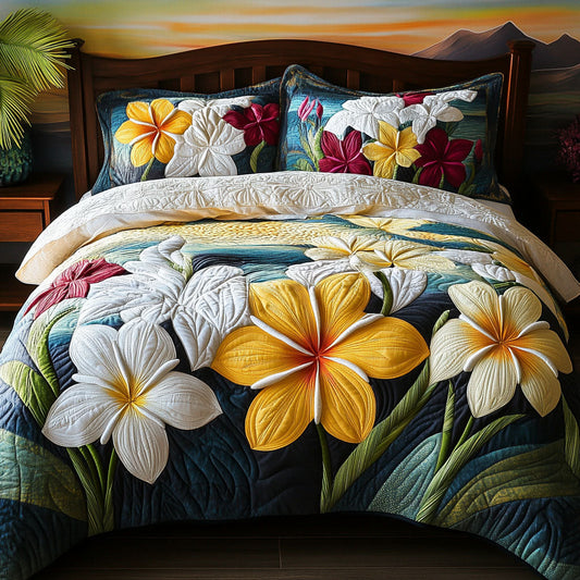 Golden Petals 3-Piece Quilted Bedding Set NCU0PT6576