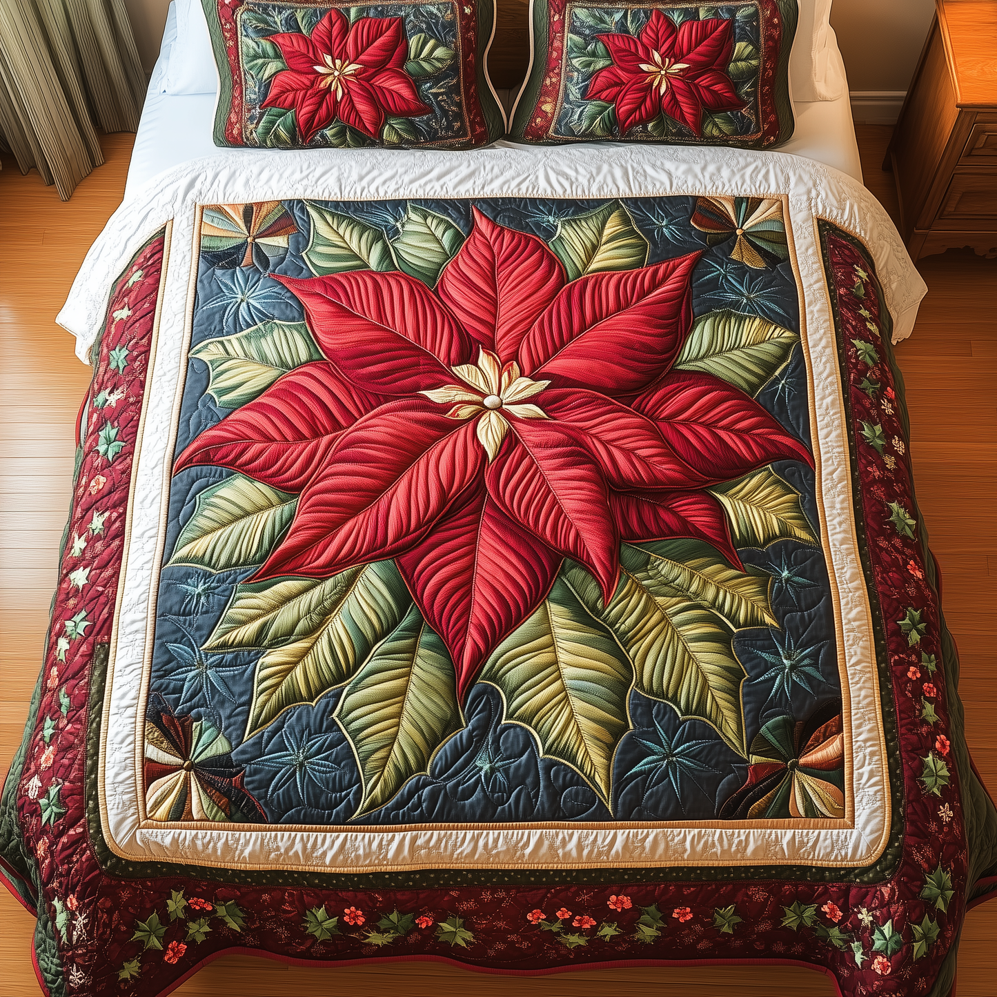 Golden Petals 3-Piece Quilted Bedding Set NCU0VH1060