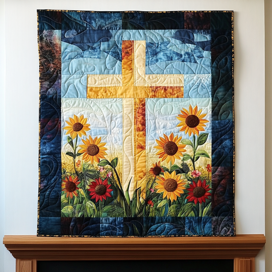 Golden Petals Art Quilt Hanging NCU0TL933