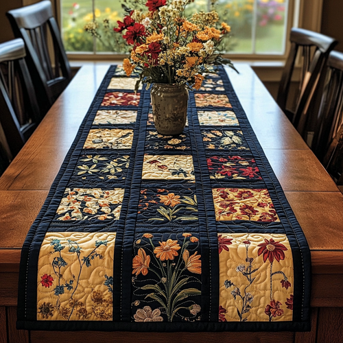 Golden Petals Quilted Table Runner NCU0DK9779