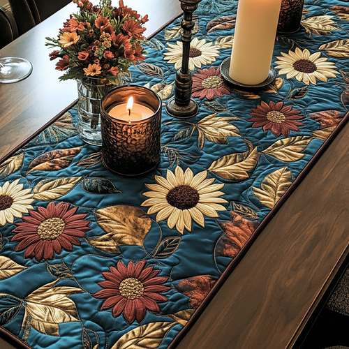 Golden Petals Quilted Table Runner NCU0VH2281