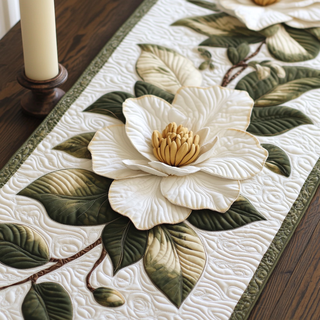 Golden Petals Quilted Table Runner NCU0VH3001