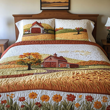 Golden Petals of Fall 3-Piece Quilted Bedding Set NCU0PT7782