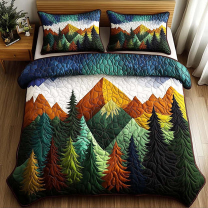 Golden Pinescape 3-Piece Quilted Bedding Set NCU0NT7633