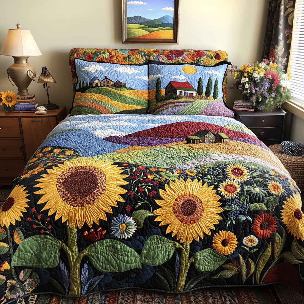 Golden Plains 3-Piece Quilted Bedding Set NCU0PT7338
