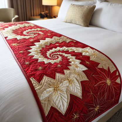 Golden Poinsettia Quilted Bed Runner NCU0TD559