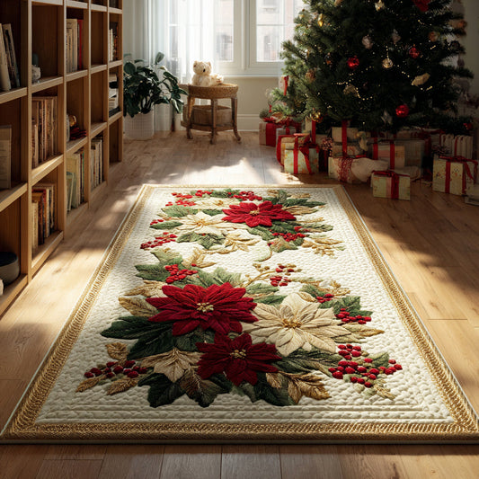 Golden Poinsettia Runner Area Rug NCU0HH1288