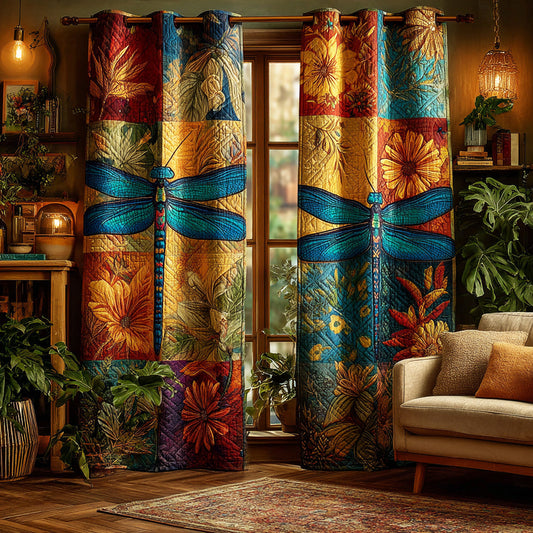 Golden Pond Dragonfly Quilted Curtains NCU0TD1600