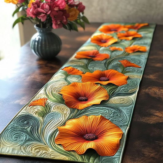 Golden Poppy Dreams Quilted Table Runner NCU0NT5724