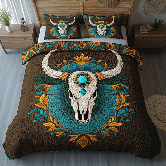 Golden Prairie Spirit 3-Piece Quilted Bedding Set NCU0DK2853