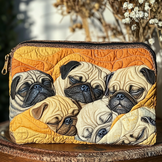 Golden Pug Quilted Zipper Pouch NCU0DK9469