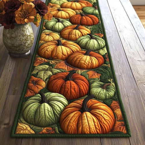 Golden Pumpkin Lane Quilted Table Runner NCU0NT8410