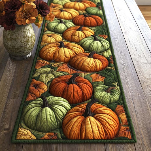 Golden Pumpkin Lane Quilted Table Runner NCU0NT8410