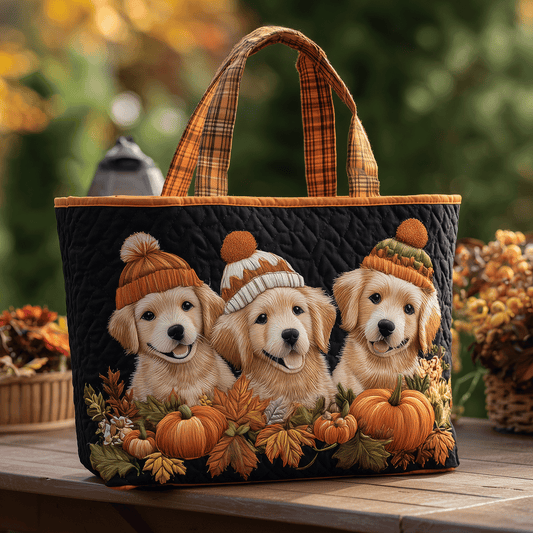 Golden Pumpkin Pals Quilted Tote Bag NCU0TH2807
