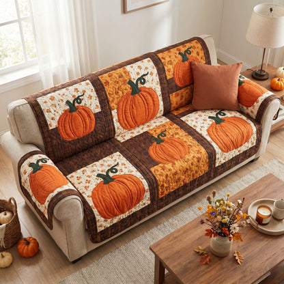 Golden Pumpkin Quilted Sofa Cover NCU0TD2863