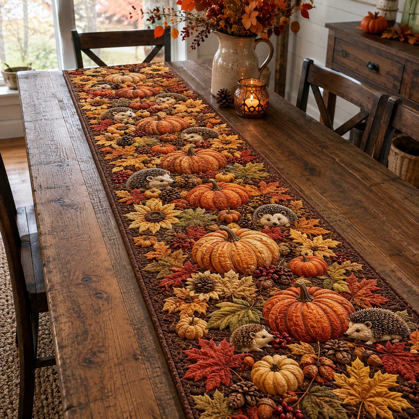 Golden Pumpkin Quilted Table Runner NCU0TD3192