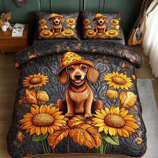 Golden Pup 3-Piece Quilted Bedding Set NCU0NT9061