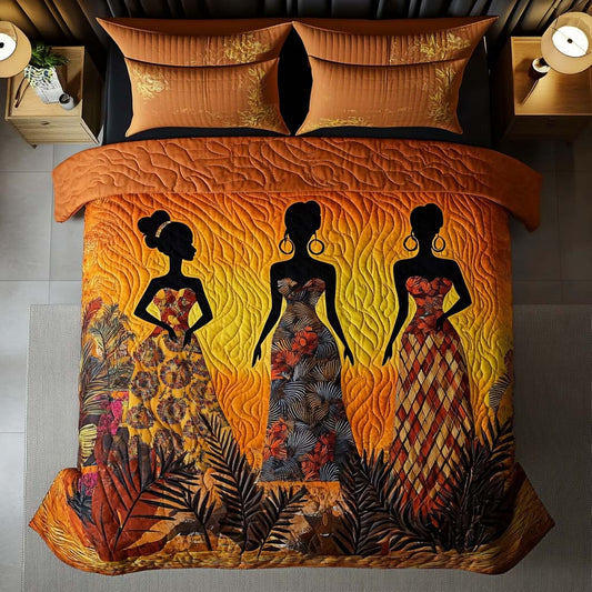 Golden Queens 3-Piece Quilted Bedding Set NCU0NT7673
