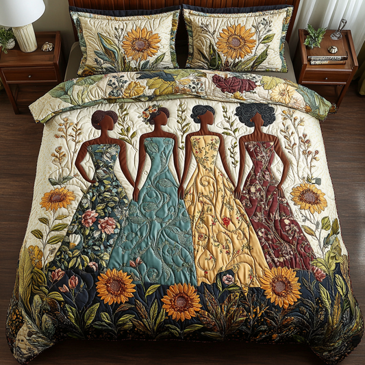 Golden Queens 3-Piece Quilted Bedding Set NCU0VH5629