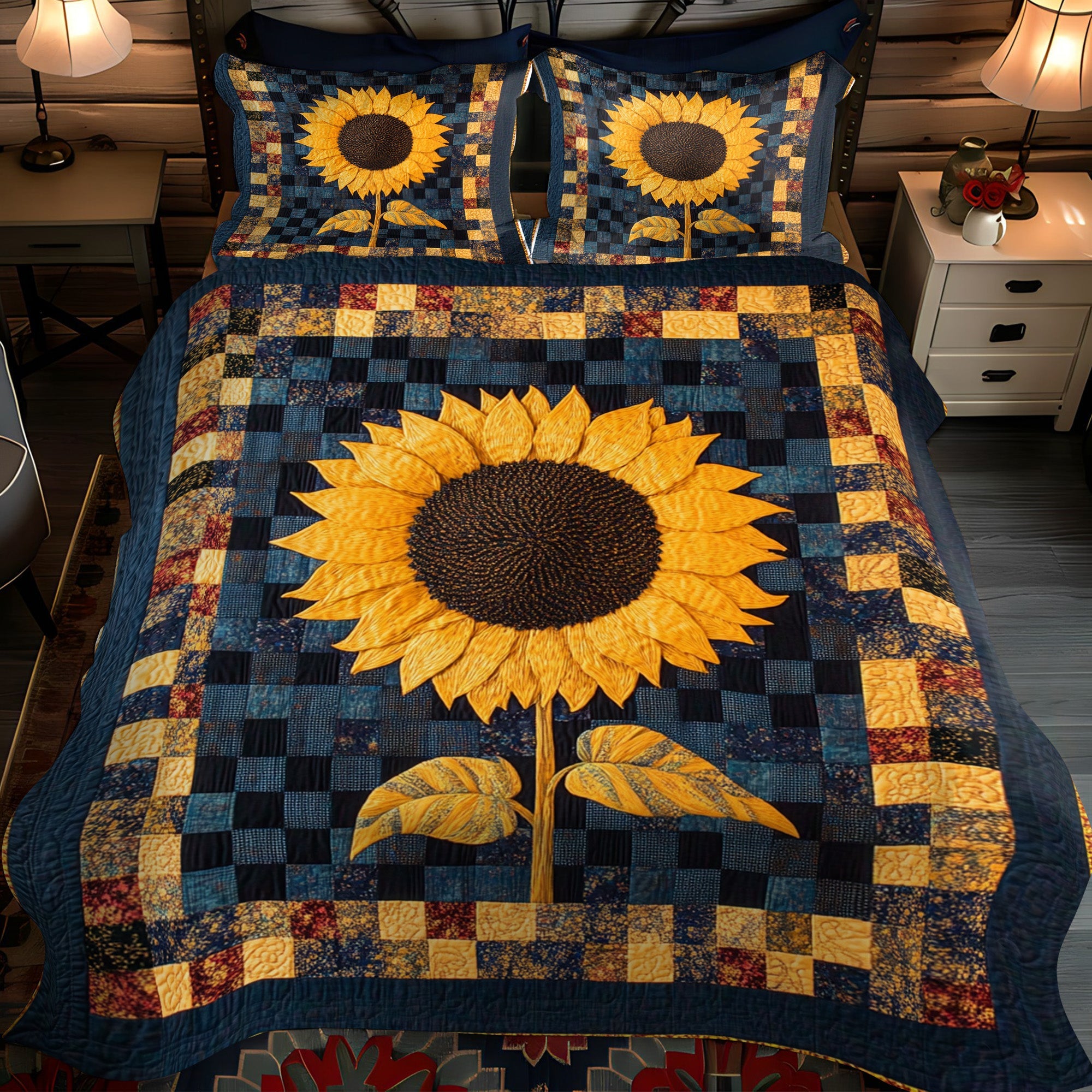 Festive Santa Cat 3-Piece Quilted Bedding Set NCU0NNT152 main image 0
