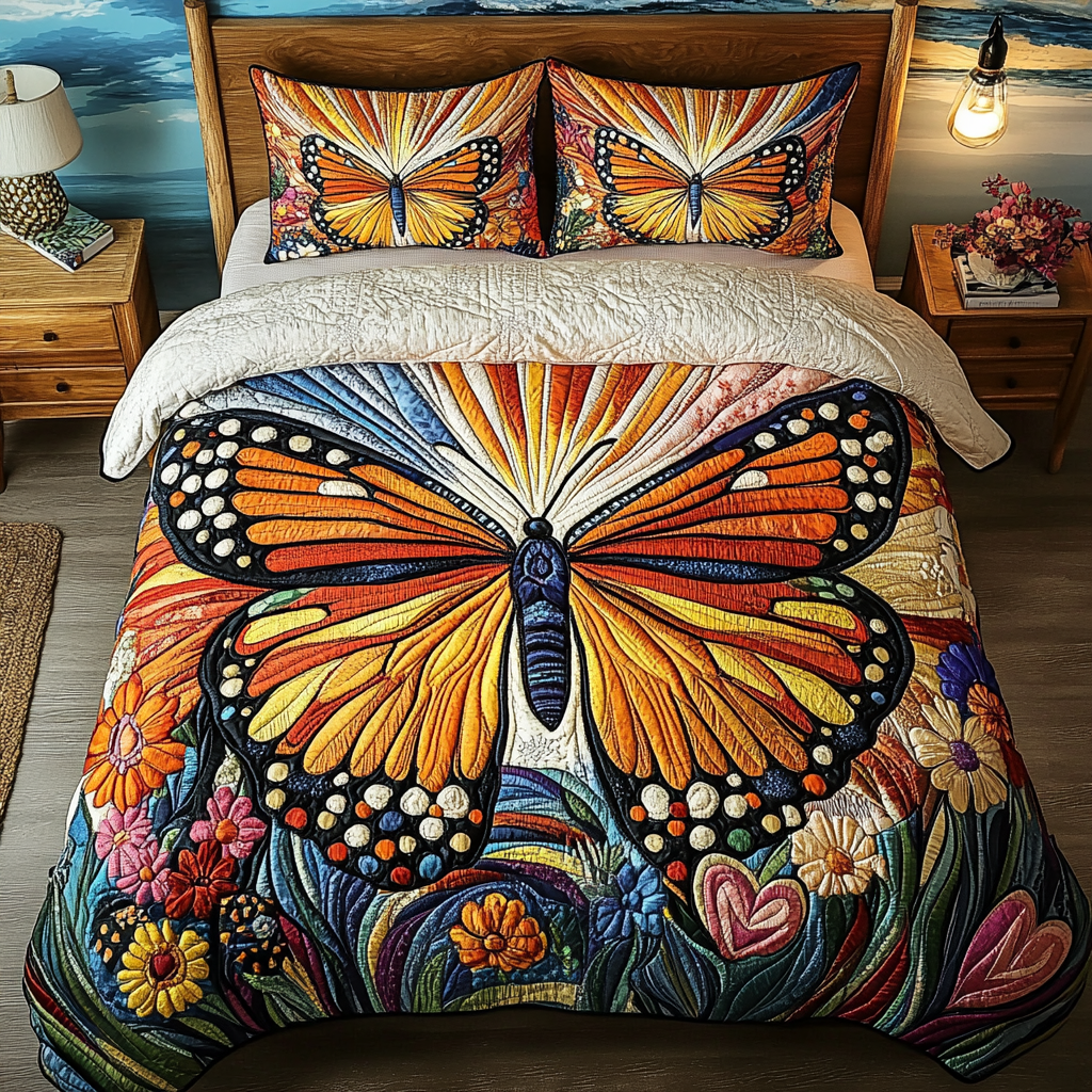 Golden Radiance 3-Piece Quilted Bedding Set NCU0VL1051