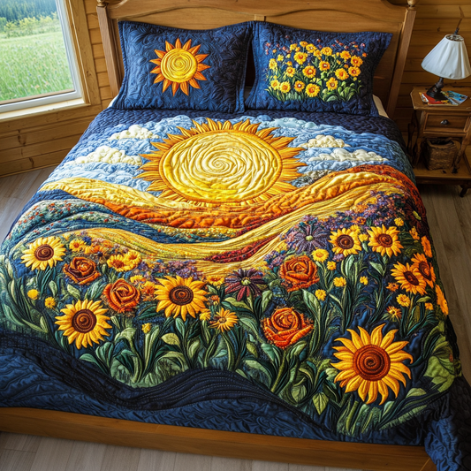 Golden Radiance 3-Piece Quilted Bedding Set NCU0VL2634