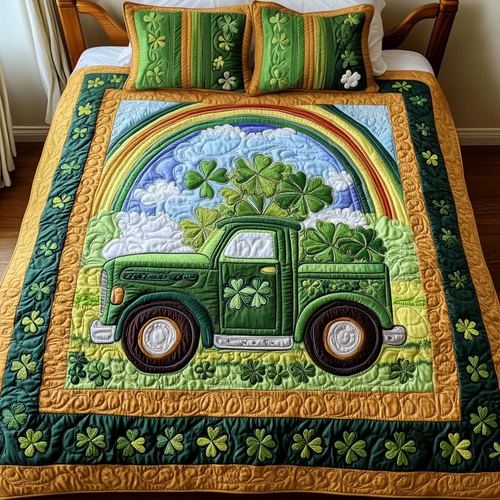 Golden Rainbow 3-Piece Quilted Bedding Set NCU0VH1943