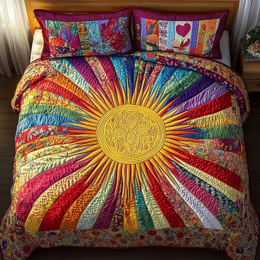 Golden Rays 3-Piece Quilted Bedding Set NCU0VL925