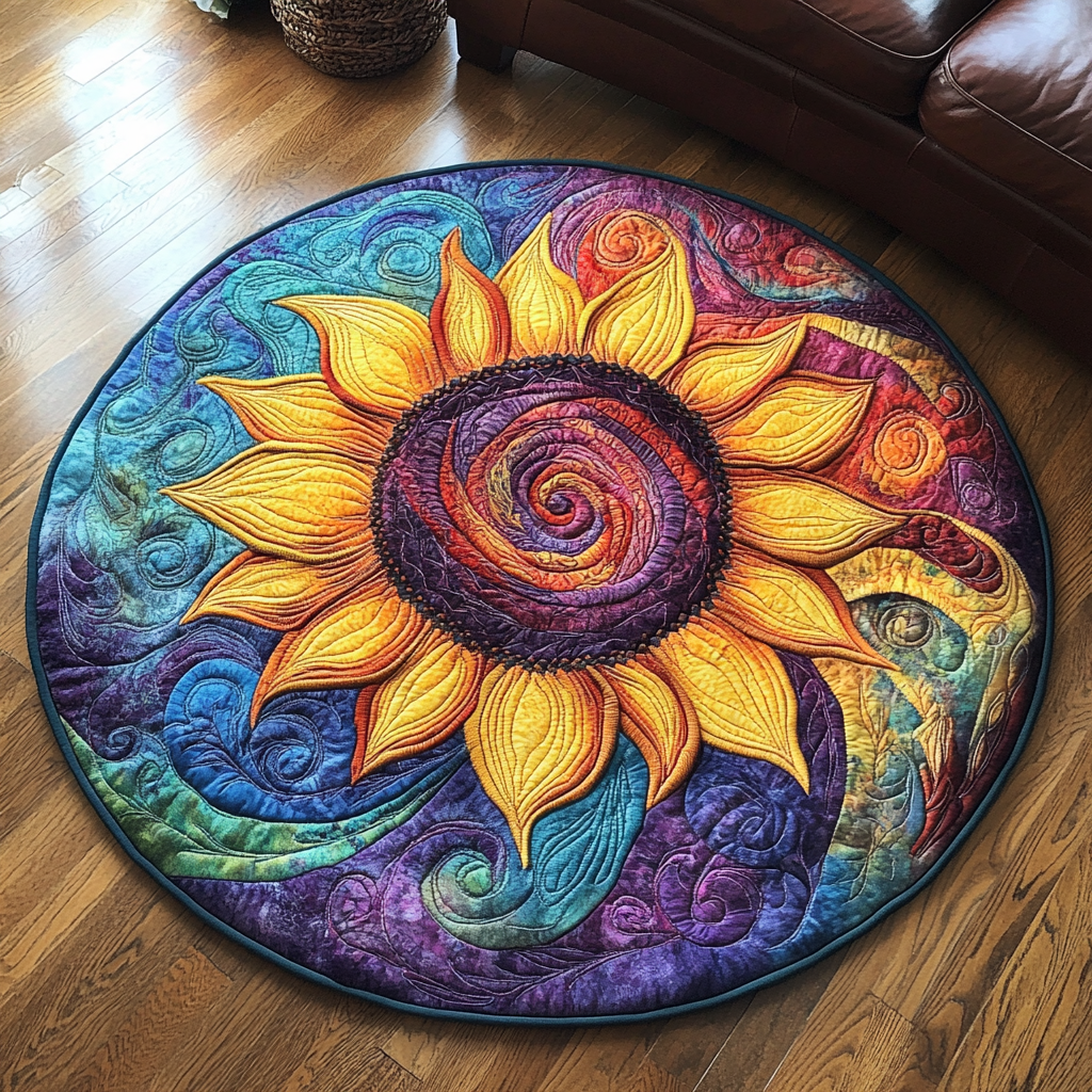 Golden Rays Quilted Round Mat NCU0DK5244