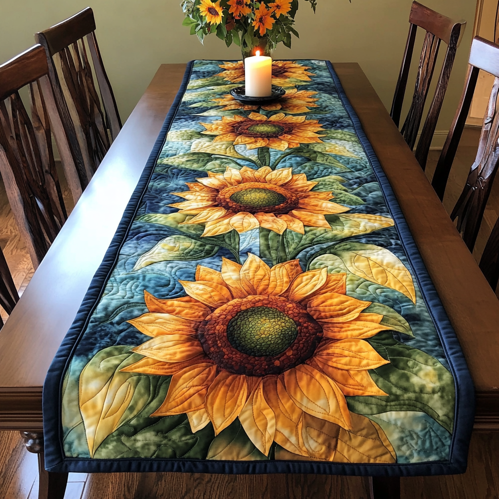 Golden Rays Quilted Table Runner NCU0VH150