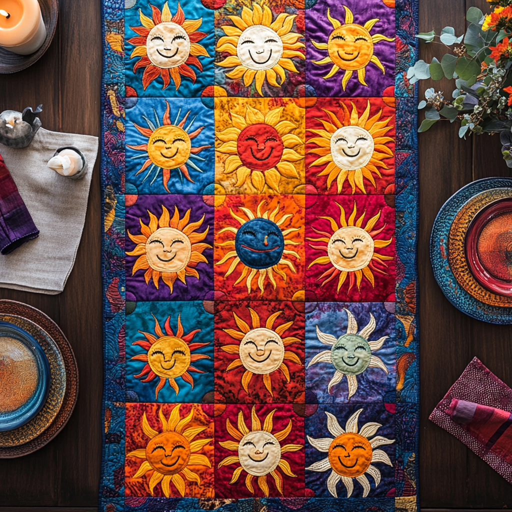 Golden Rays Quilted Table Runner NCU0VH2962