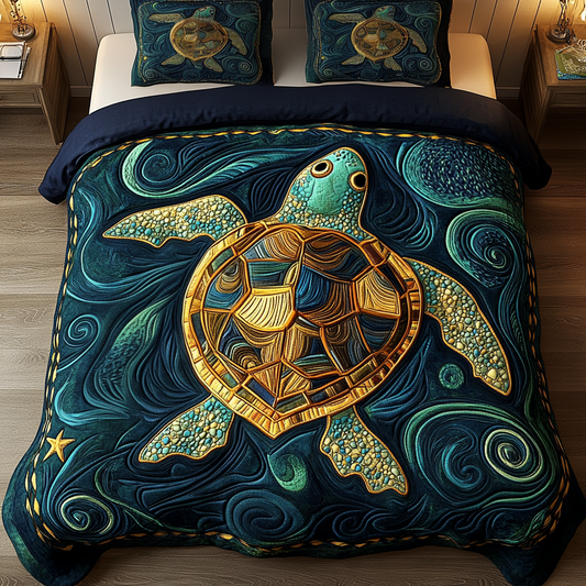 Golden Reef 3-Piece Quilted Bedding Set NCU0VH1719