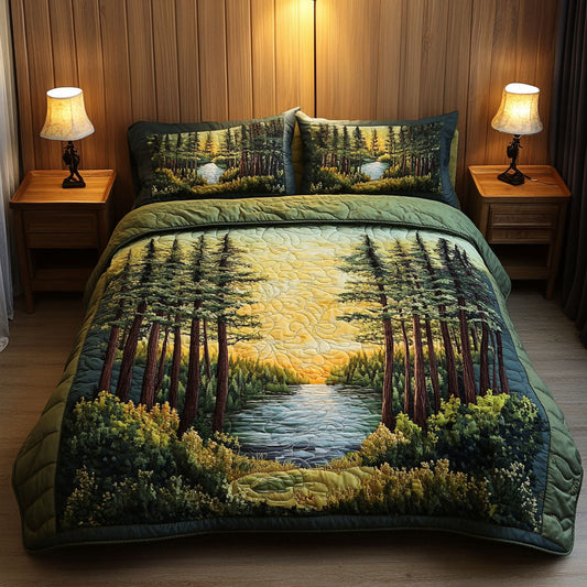 Golden Reflection 3-Piece Quilted Bedding Set NCU0NT5576