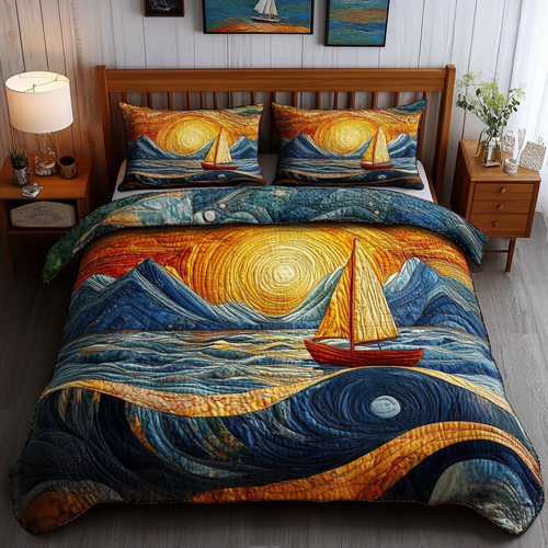 Golden Reflection 3-Piece Quilted Bedding Set NCU0VL1002