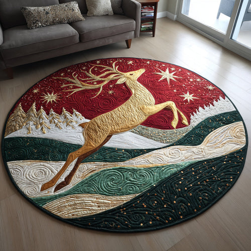 Golden Reindeer Quilted Round Mat NCU0HH151